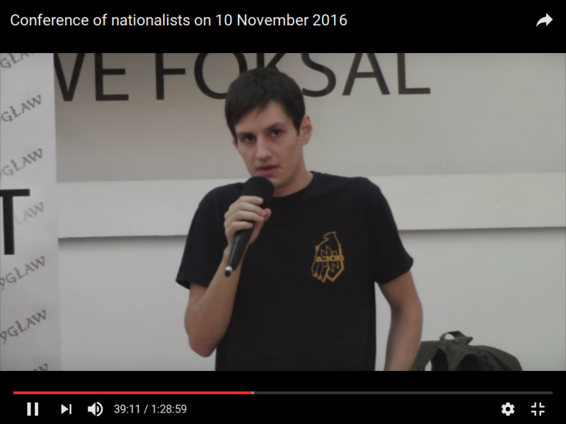 Vladyslav Kovalchuk vom „Azov Civil Corps” auf der Warschauer Konferenz am 10.11.2016