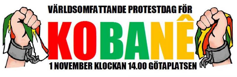 Plakat Solidemo Kobane/Rojava Göteborg/Schweden 1.11.2014