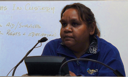 Taskforce member, Barbara Shaw, of Alice Springs. Her mother's country is to be turned into a nuclear waste dump. 