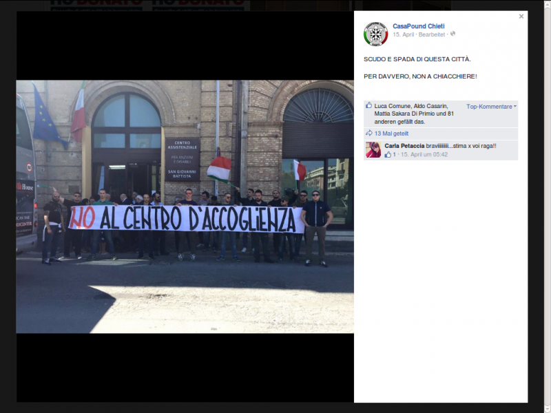 Screenshot: CasaPound Chieti facebook-site