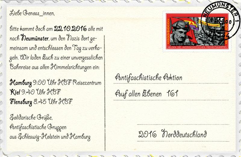 Postkarte: Den Nazis den Tag verhageln!