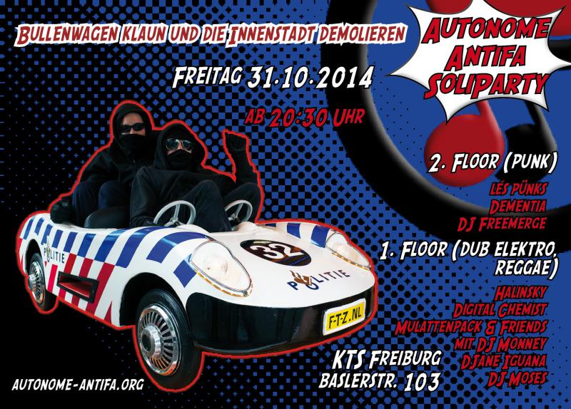 Autonome Antifa Soliparty am 31.10.2014 in der KTS Freiburg