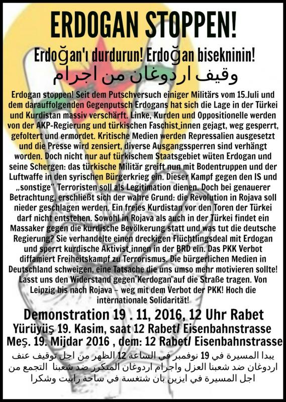 Flyer Demo “Erdogan stoppen” am 19.11.2016