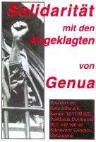 Aufkleber von 2001- Carlo Giuliani -  "Solidarität mit den Angeklagten von Genua"