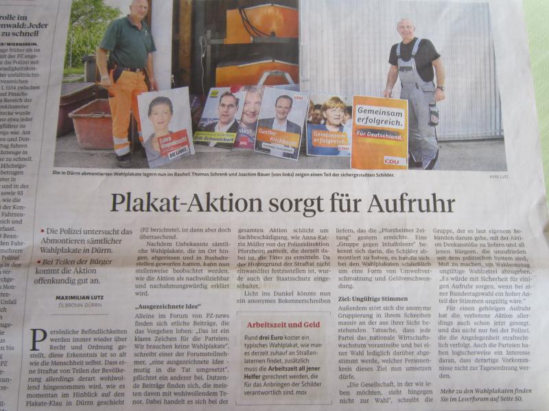 Plakat-Aktion sorgt für Aufruhr