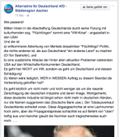 Offene rassistische Hetze der regionale AfD. Screenshot: Facebook