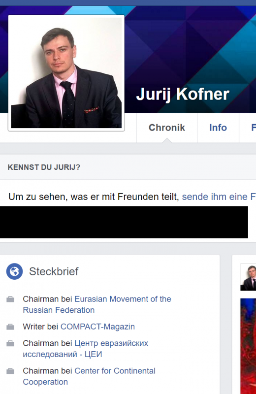 Kofners Facebook-Selbstbeschreibung