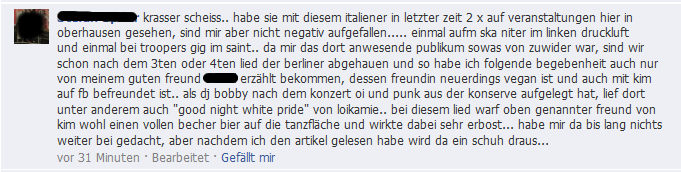 Facebook-Posting zum Becherwurf