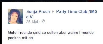 Sonja Proch an ihre wahren Freunde bei Party-Time