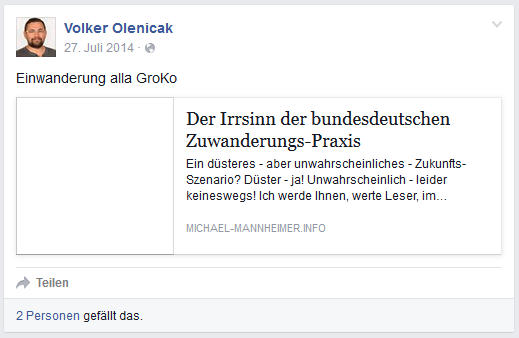 Beitrag von Michael Mannheimer, Neonazi und Islamhasser.