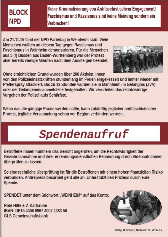 [KA/WEINHEIM] Spendenaufruf #blocknpd