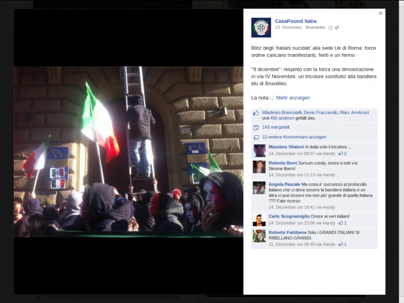 CasaPound Italia, 14.12.2013 - Aktion am Sitz der EU-Komission in Rom