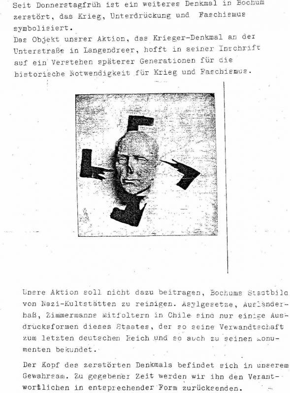 Bekenner-Flugblatt 1987 (Quelle: Azzoncao-Archiv)