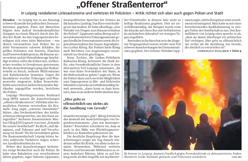 Süddeutsche Zeitung: „Offener Straßenterror“