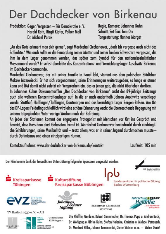 Flyer Der Dachdecker von Birkenau Rückseite