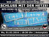 Banner: Schluss mit der Hetze!