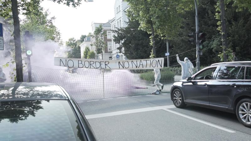 Straßenblockade Landshuter Straße in Regensburg