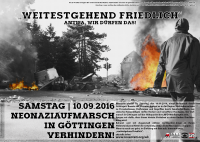 Plakat: Weitestgehend friedlich