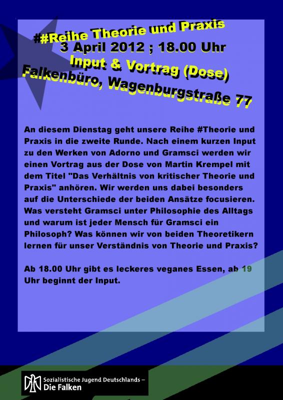 Flyer Theorie & Praxis: Gramsci