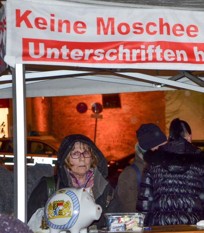 Birgit Weissmann bei einem Infostand der "Freiheit" 2014