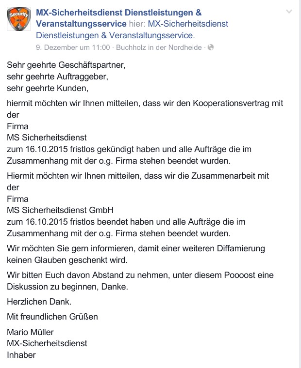 Erklärung MX-Sicherheit auf Facebook