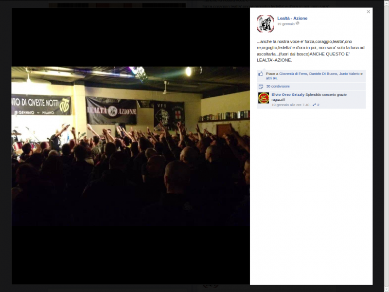 Nazikonzert der Lealtà-Azione im Januar 2014, Screenshot von der Facebook - Site der Lealtà-Azione (Milano)