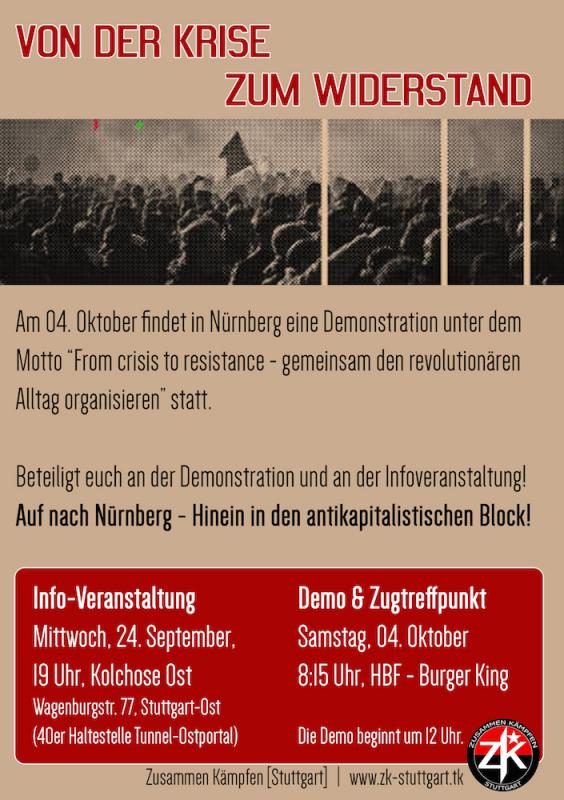 Plakat zur Veranstaltung "Von der Krise zum Widerstand"