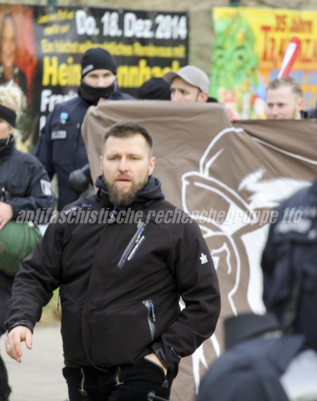 Wieder aktiv: Maik Eminger nimmt wieder verstärkt an Aufmärschen teil. In Frankfurt hielt er sogar eine Rede. (Foto: pressedienst frankfurt (oder))