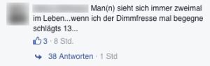 Beispiel der Drohungen auf Facebook.