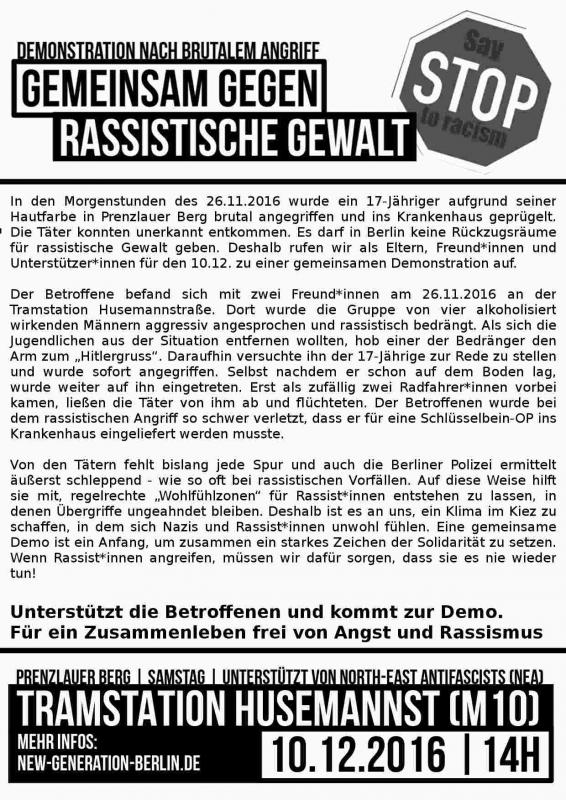 Flyer Demo Husemannstraße