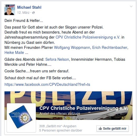 Erich Rechtenbacher bei der Jahreshauptversammlung der "Christlichen Polizeivereinigung"