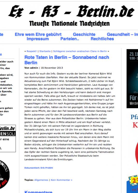 Screenshot der Nazi-Homepage