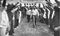 Leading a march of thousands in 22 July 1972 against the removal of the Aboriginal Embassy by police.