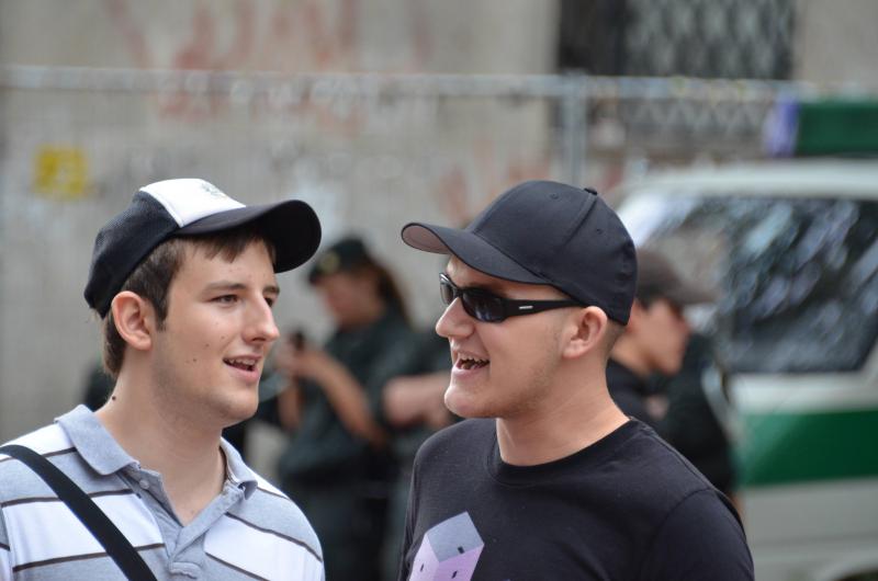 Christian Manusch und Dorian Schubert (ehemals AG-Lörrach) bei einer Nazikundgebung 2011 in Dortmund