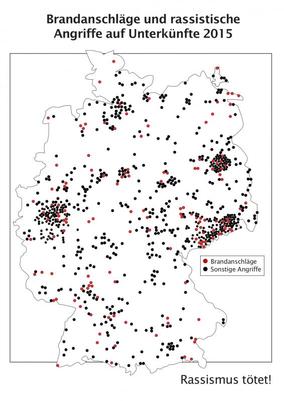 Brandanschläge und rassistischeAngriffe auf Unterkünfte 2015