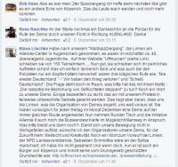 "Demo durch unseren Forst in Richtung AUENLAND" und "dass uns die Linken, was die Organisation von Demos angeht, uns weit voraus ist."