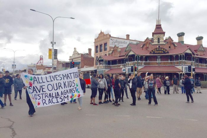 Anti-racism protesters in Kalgoorlie