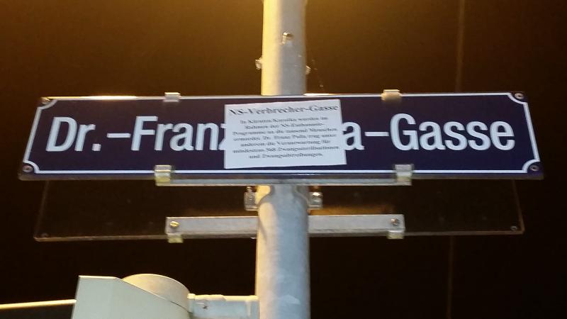 Aktion gegen Straßenname von NS-Verbrecher Dr. Franz Palla