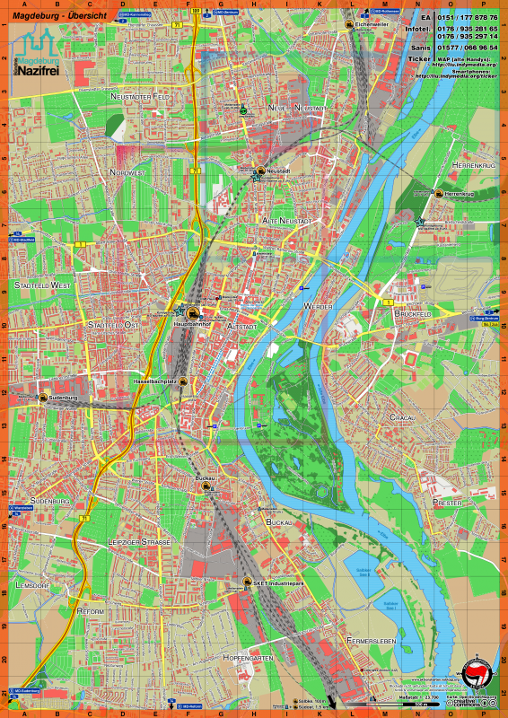 Übersichtskarte Naziaufmarsch Magdeburg