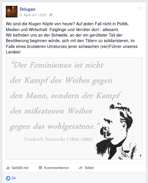 Screenshot von „Driugans“ Facebook-Seite