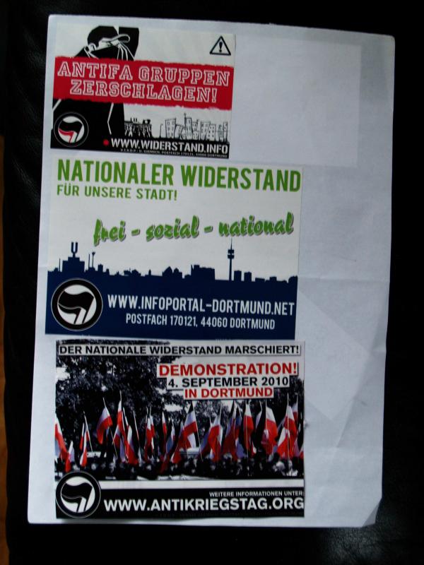 Nazipropaganda in LütgendortmundAN-Aufkleber Mai-Juni 2010(Azzoncao-Archiv)