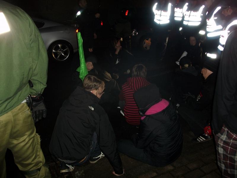 Sitzblockade in der Beethovenstraße