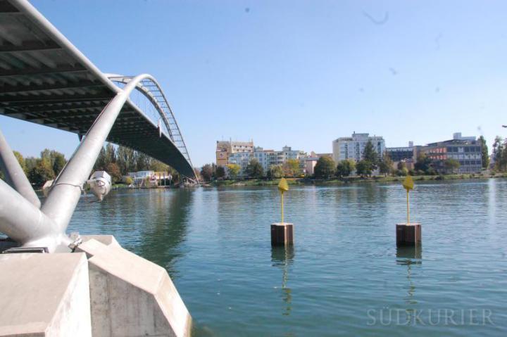 Den Weg über die Dreiländerbrücke nach Friedlingen wollen die Autonomen den Rechten am 24. September mit der Aufforderung „Nazis ins Wasser schubsen“ offensichtlich verwehren.