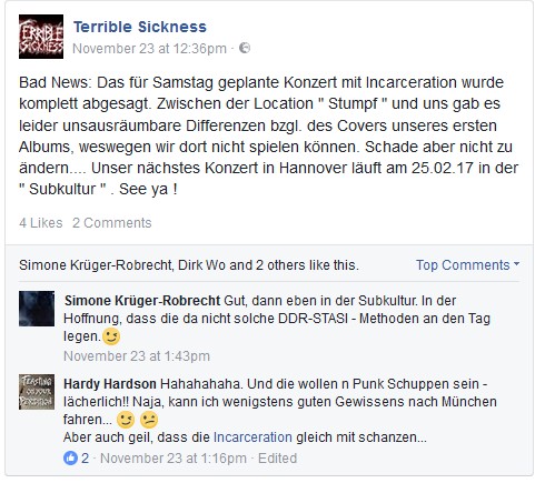 Bild 05: Terrible Sickness, Facebook