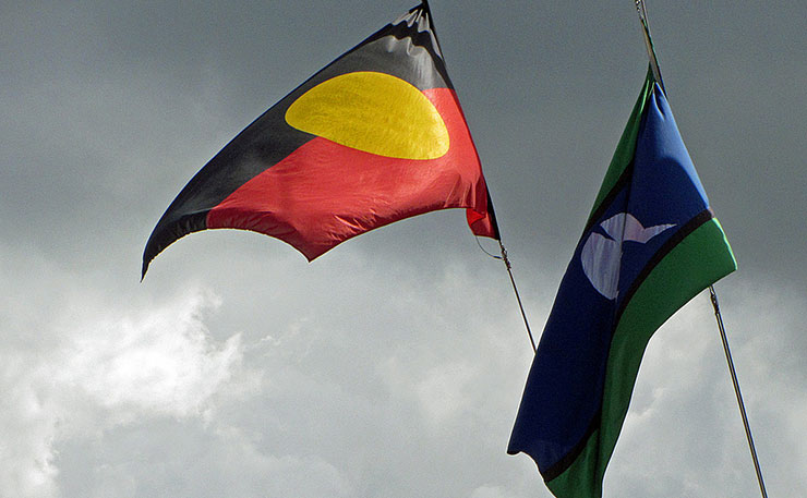 Aboriginal flag left, Torres Strait Islands flag right