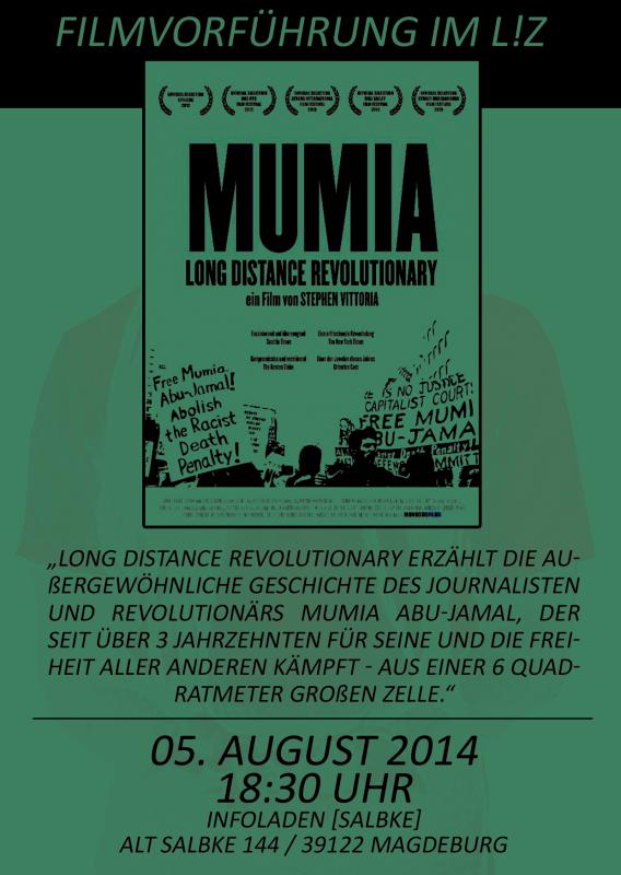 Mumia - Long Distance Revolutionary (USA 2012, OmU)

Dienstag, 5. August 2014

libertäres zentrum
Alt-Salbke 144
39122 Magdeburg
