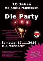 10 Jahre AK Antifa Mannheim - Partyflyer