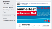 „Bürgerwehr Thüringen“ Facebook Gruppe: AfD-Funktionär läd Mitglieder zu AfD Sommerfest ein