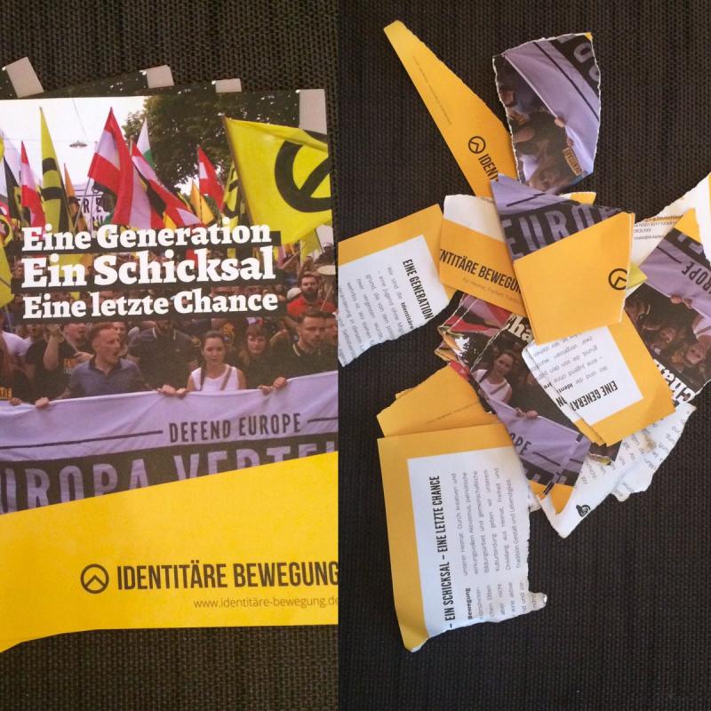 Identitäre Aktion Aachen und identitäre Bewegung Aachen stickern gemeinsam!