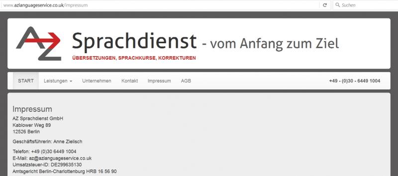 016 Homepage AZ-Sprachdienste von Anne Zielisch
